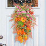 NNEOBA Autumn Maple Leaf Door Wreath with Pumpkins