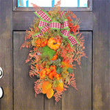 NNEOBA Autumn Maple Leaf Door Wreath with Pumpkins