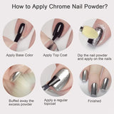 NNETM 6 Colors Chrome Mirror DIY Nail Powder Set Mermaid Nail Art Neon Pigment Powders and Glittering Effects