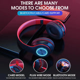 NNEOBA Wireless Bluetooth Headphone with Colorful Lights(Red)