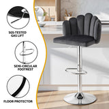 Artiss Bar Stool X2 Kitchen Dining Counter Gaslift Chair Adjustable Velvet Grey
