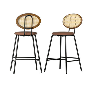NNEDSZ 2x Bar Stools PU Leather Stools Brown