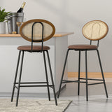 NNEDSZ 2x Bar Stools PU Leather Stools Brown