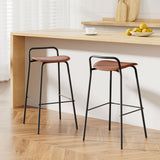 NNEDSZ 2x Artiss Bar Stools Kitchen Counter Stools Metal Brown