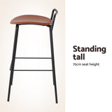 NNEDSZ 2x Artiss Bar Stools Kitchen Counter Stools Metal Brown