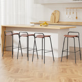 NNEDSZ 4x Artiss Bar Stools Kitchen Counter Dining Chair Metal Brown