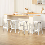 NNEDSZ Artiss 4x Bar Stools Kitchen Chairs Wooden White