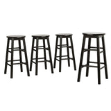 NNEDSZ Artiss 4x Bar Stools Round Chairs Wooden Black