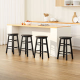 NNEDSZ Artiss 4x Bar Stools Round Chairs Wooden Black