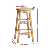 NNEDSZ Artiss 4x Bar Stools Round Chairs Wooden Nature