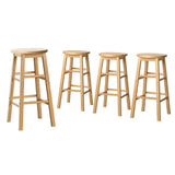 NNEDSZ Artiss 4x Bar Stools Round Chairs Wooden Nature