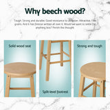 NNEDSZ Artiss 4x Bar Stools Round Chairs Wooden Nature