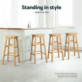 NNEDSZ Artiss 4x Bar Stools Round Chairs Wooden Nature