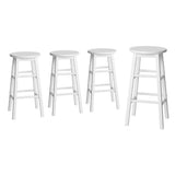 NNEDSZ Artiss 4x Bar Stools Round Chairs Wooden White