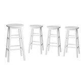 NNEDSZ Artiss 4x Bar Stools Round Chairs Wooden White