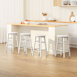 NNEDSZ Artiss 4x Bar Stools Round Chairs Wooden White