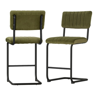 NNEDSZ 2x Bar Stools Velvet Chairs Green