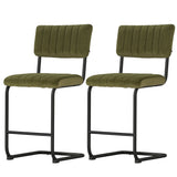 NNEDSZ 2x Bar Stools Velvet Chairs Green