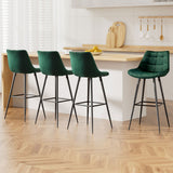 NNEDSZ Artiss 4x Bar Stools Velvet Chairs Green