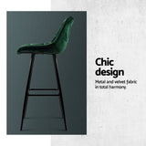 NNEDSZ Artiss 4x Bar Stools Velvet Chairs Green