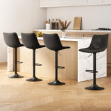 NNEDSZ Artiss 4x Bar Stools Vintage Leather Swivel Gas Lift Black