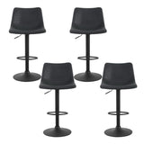 NNEDSZ Artiss 4x Bar Stools Vintage Leather Swivel Gas Lift Black