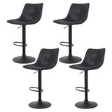 NNEDSZ Artiss 4x Bar Stools Vintage Leather Swivel Gas Lift Black