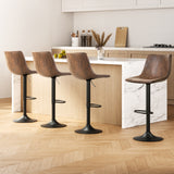 NNEDSZ Artiss 4x Bar Stools Vintage Leather Swivel Gas Lift Brown