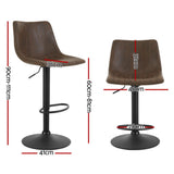 NNEDSZ Artiss 4x Bar Stools Vintage Leather Swivel Gas Lift Brown