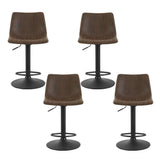 NNEDSZ Artiss 4x Bar Stools Vintage Leather Swivel Gas Lift Brown