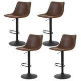 NNEDSZ Artiss 4x Bar Stools Vintage Leather Swivel Gas Lift Brown