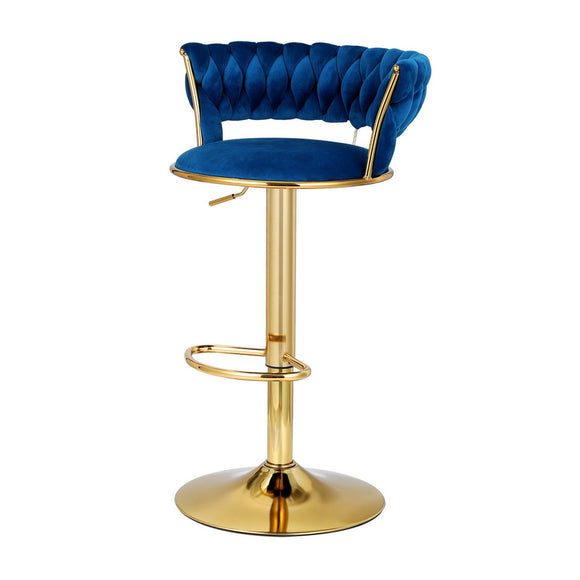 NNEDSZ Bar Stools Gas Lift Velvet Woven Backrest Navy