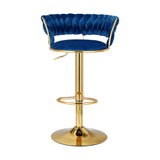 NNEDSZ Bar Stools Gas Lift Velvet Woven Backrest Navy