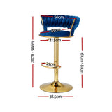 NNEDSZ Artiss 4x Bar Stools Gas Lift Velvet Woven Backrest Navy