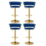 NNEDSZ Artiss 4x Bar Stools Gas Lift Velvet Woven Backrest Navy