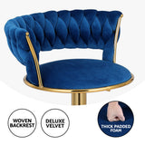 NNEDSZ Artiss 4x Bar Stools Gas Lift Velvet Woven Backrest Navy