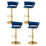 NNEDSZ Artiss 4x Bar Stools Gas Lift Velvet Woven Backrest Navy