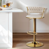 NNEDSZ Bar Stools Gas Lift Velvet Woven Backrest Ivory