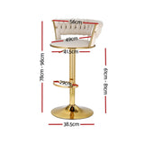NNEDSZ 2x Bar Stools Gas Lift Velvet Woven Backrest Ivory