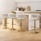 NNEDSZ Artiss 4x Bar Stools Gas Lift Velvet Woven Backrest Ivory