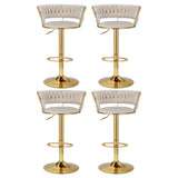 NNEDSZ Artiss 4x Bar Stools Gas Lift Velvet Woven Backrest Ivory