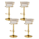 NNEDSZ Artiss 4x Bar Stools Gas Lift Velvet Woven Backrest Ivory