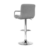 NNEDSZ Artiss 4x Bar Stools Fabric Gas Lift w/Armrest Grey