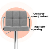NNEDSZ Artiss 4x Bar Stools Fabric Gas Lift w/Armrest Grey