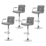 NNEDSZ Artiss 4x Bar Stools Fabric Gas Lift w/Armrest Grey