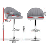 Artiss 2x Bar Stools Kitchen Swivel Gas Lift Counter Chair Shell Leather Grey