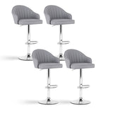 Artiss 4x Bar Stools Kitchen Swivel Gas Lift Counter Chair Shell Leather Grey