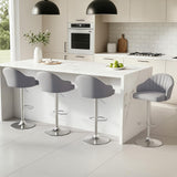 Artiss 4x Bar Stools Kitchen Swivel Gas Lift Counter Chair Shell Leather Grey