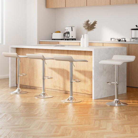 NNEDSZ Artiss 4x Bar Stools Faux Leather Chair White
