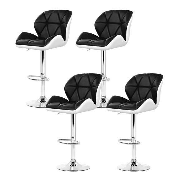 NNEDSZ Artiss 4x Bar Stools Gas Lift Padded Leather Black & White